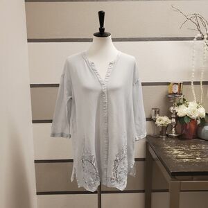 Meadow Rue Blue Lace Button Up Cardigan. Size S.